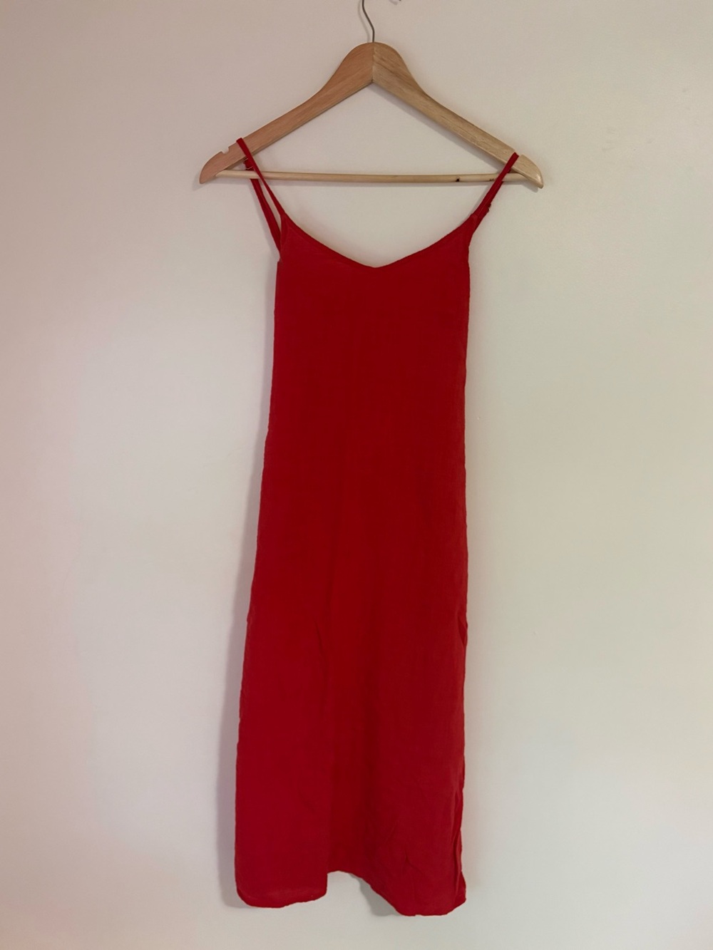 Vibrant Red Kona Sol Women’s Midi Dress with Tie Wrap Around Waist Cotton Blend